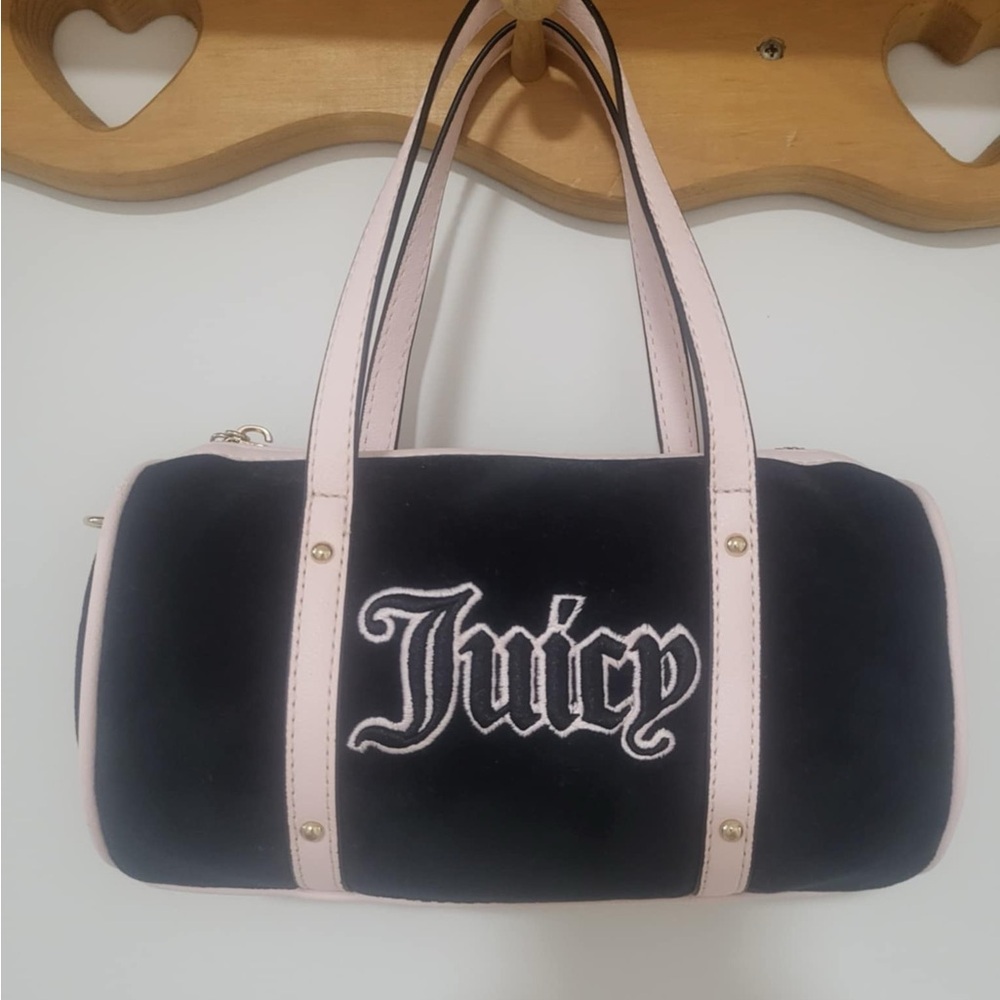 Juicy Couture Velvet Round Barrel Bag Black